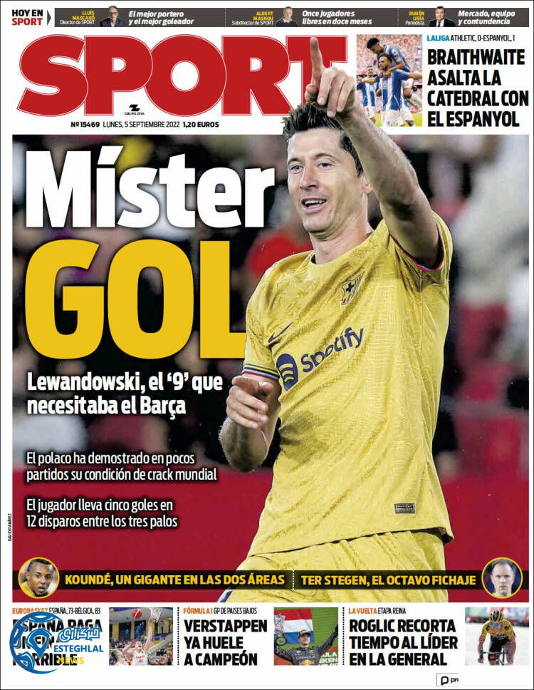 روزنامه ورزشی اسپورت دوشنبه 14 شهریور 1401 