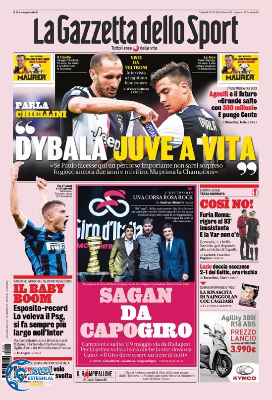 روزنامه ورزشی گاتزتا دلو اسپورت جمعه 3 آبان 1398