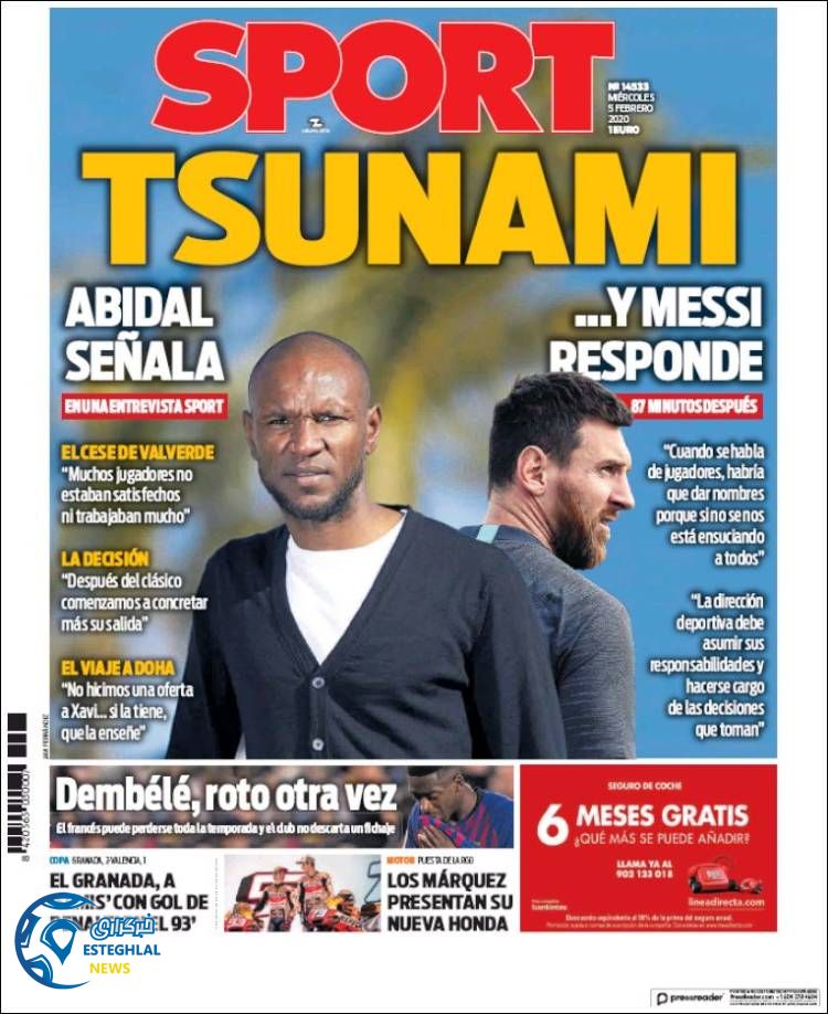 روزنامه ورزشی اسپورت چهارشنبه 16 بهمن 1398