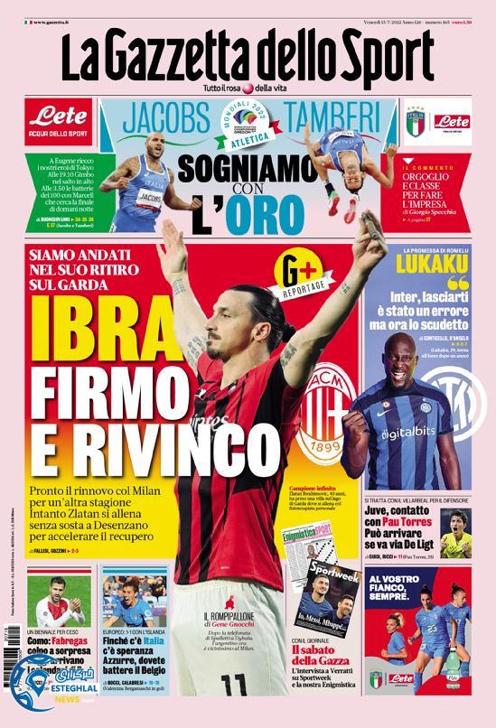 روزنامه ورزشی گاتزتا دلو اسپورت جمعه 24 تیر 1401