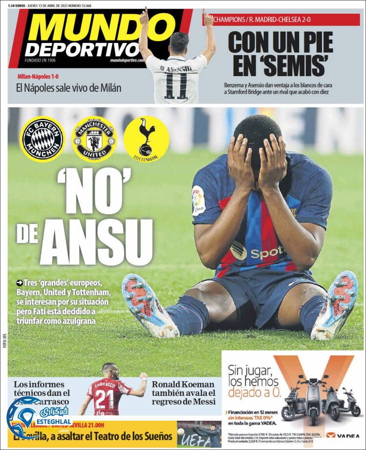 روزنامه  ورزشی موندو دپورتیوو پنجشنبه 24 فروردین 1402 