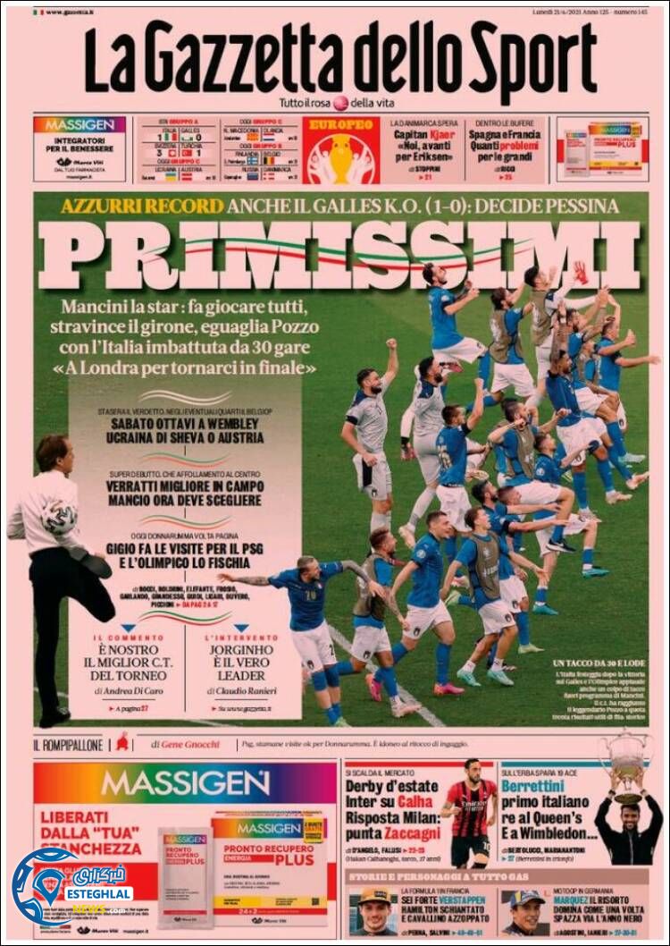 روزنامه ورزشی گاتزتا دلو اسپورت دوشنبه 31 خرداد 1400