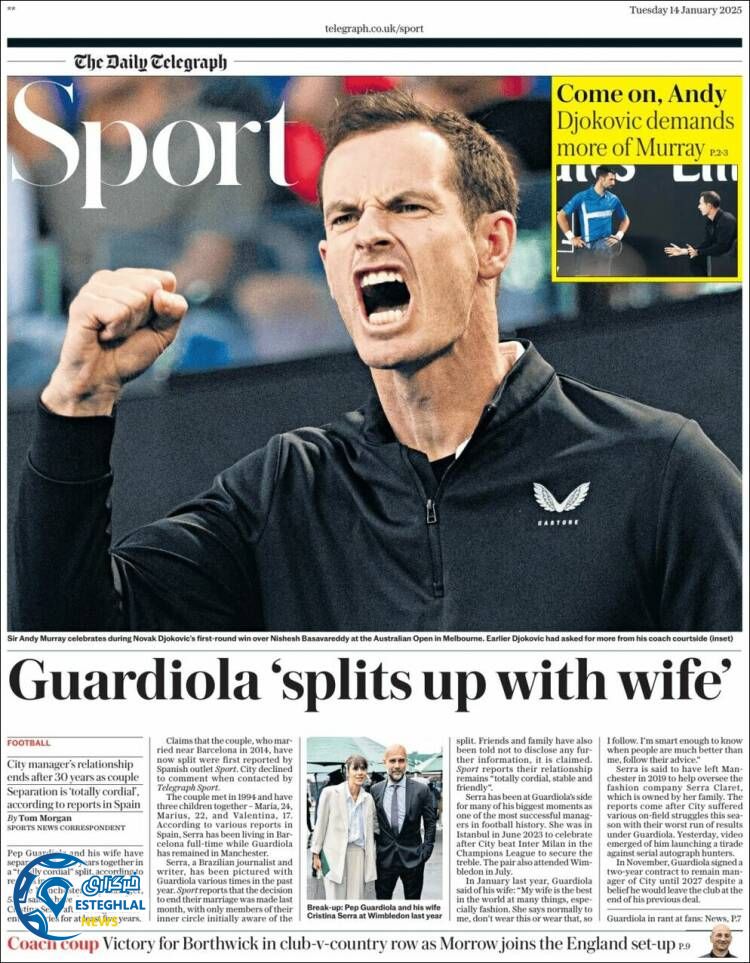 روزنامه ورزشی تلگراف اسپورت سه شنبه 25 دی 1403 