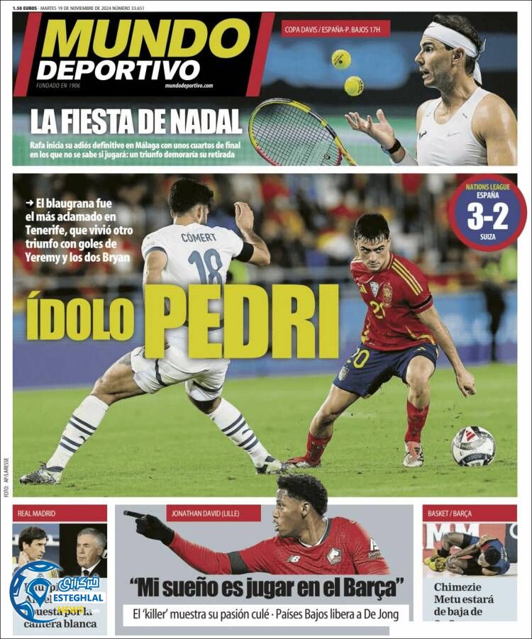 روزنامه ورزشی موندو دپورتیوو سه شنبه 29 آبان 1403 