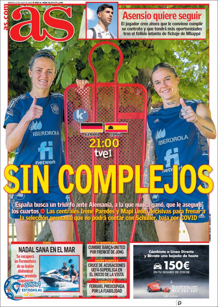 روزنامه ورزشی آ اس سه شنبه 21 تیر 1401