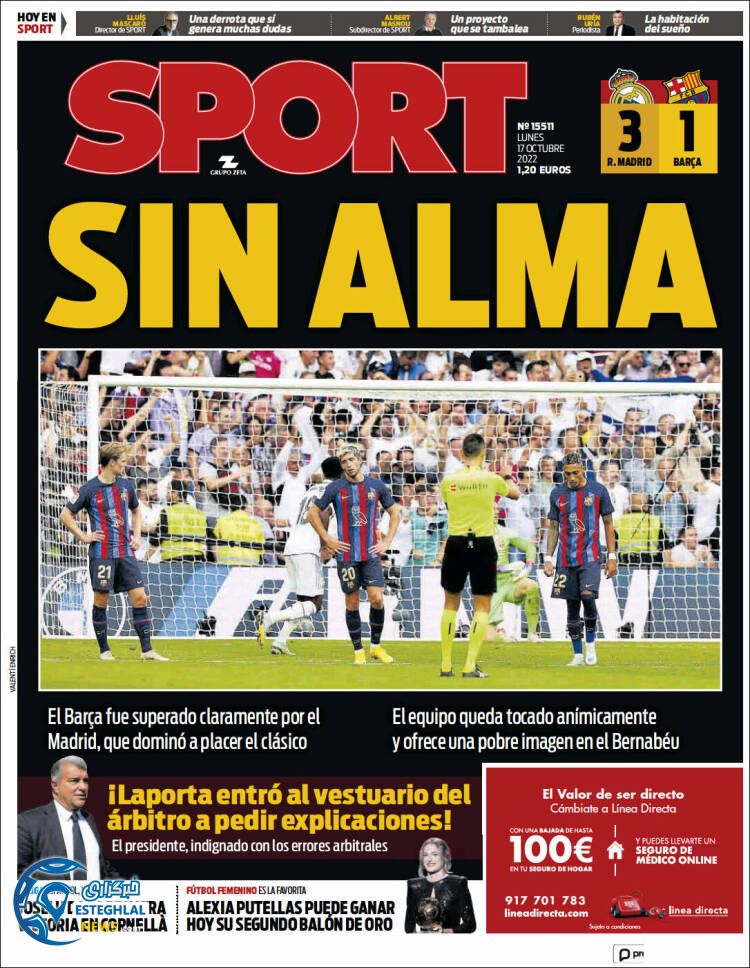 روزنامه ورزشی اسپورت دوشنبه 25 مهر 1401 