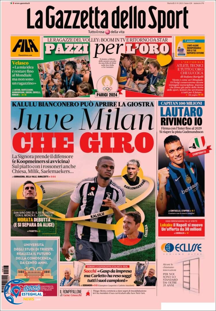 روزنامه ورزشی گاتزتا دلو اسپورت سه شنبه 23 مرداد 1403 