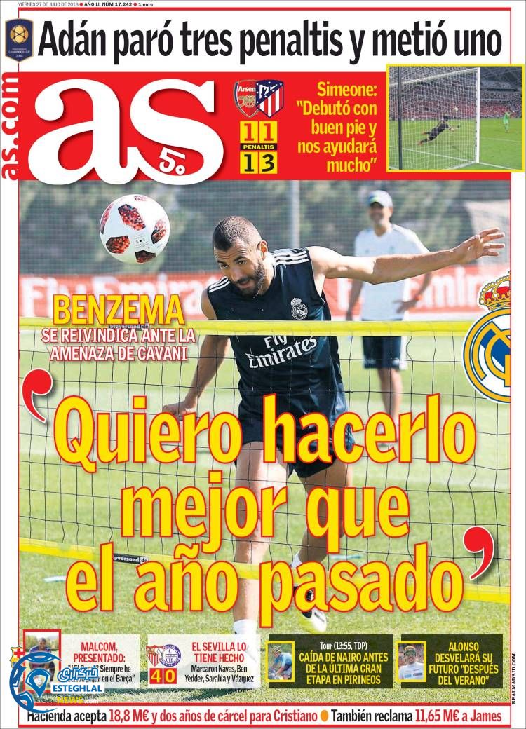 روزنامه ورزشی آ اس جمعه 5 مرداد 1397