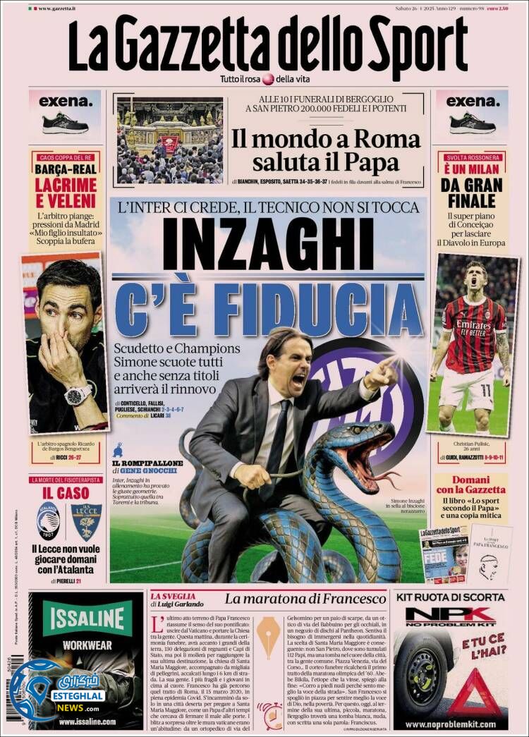 روزنامه ورزشی گاتزتا دلو اسپورت شنبه 6 اردیبهشت 1404 