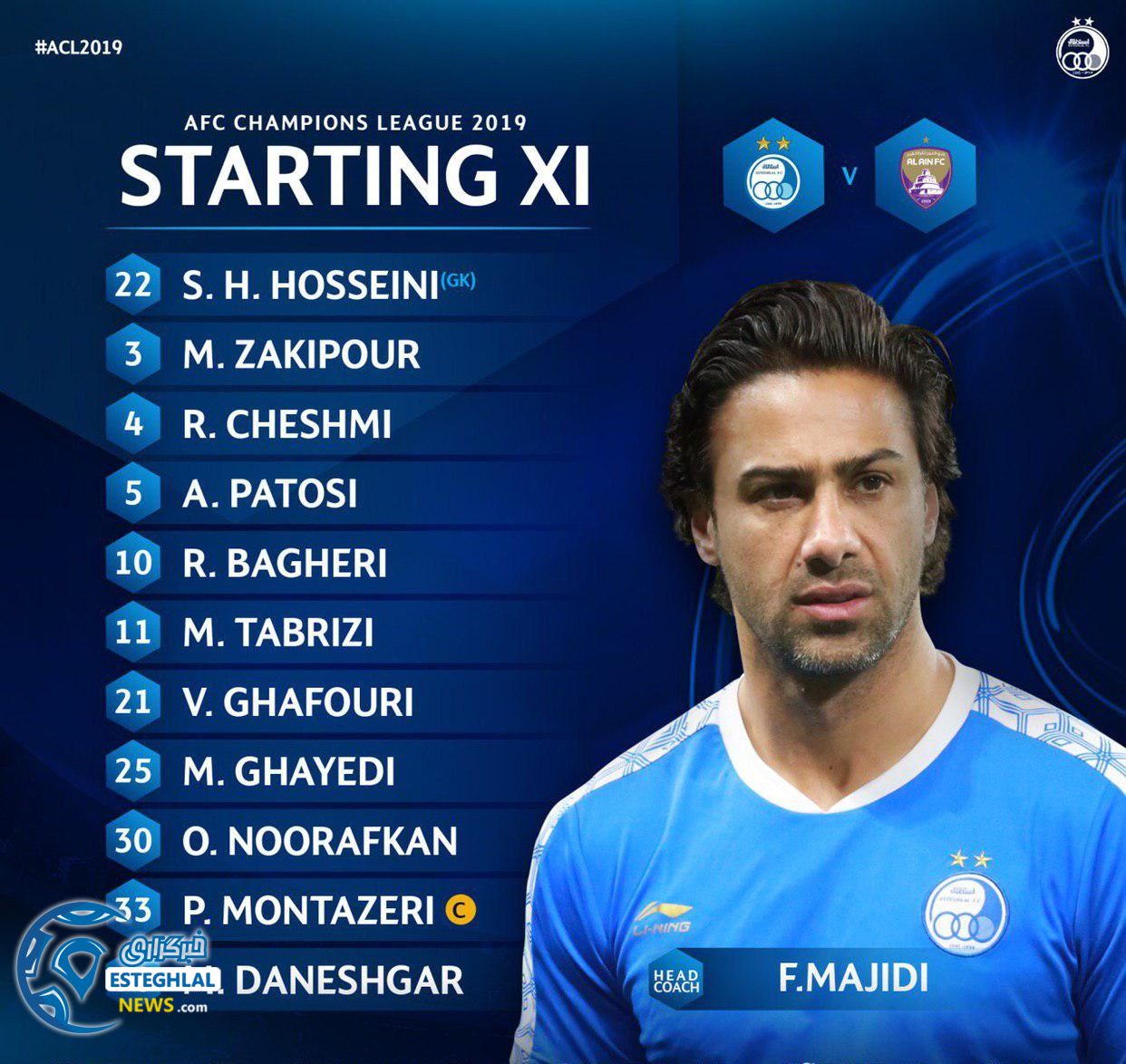 شماتیک ترکیب استقلال مقابل العین امارات