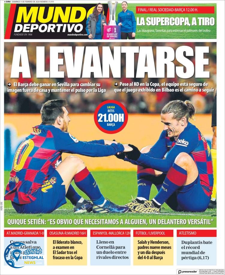 روزنامه ورزشی موندو دپورتیوو یکشنبه 20 بهمن 1398