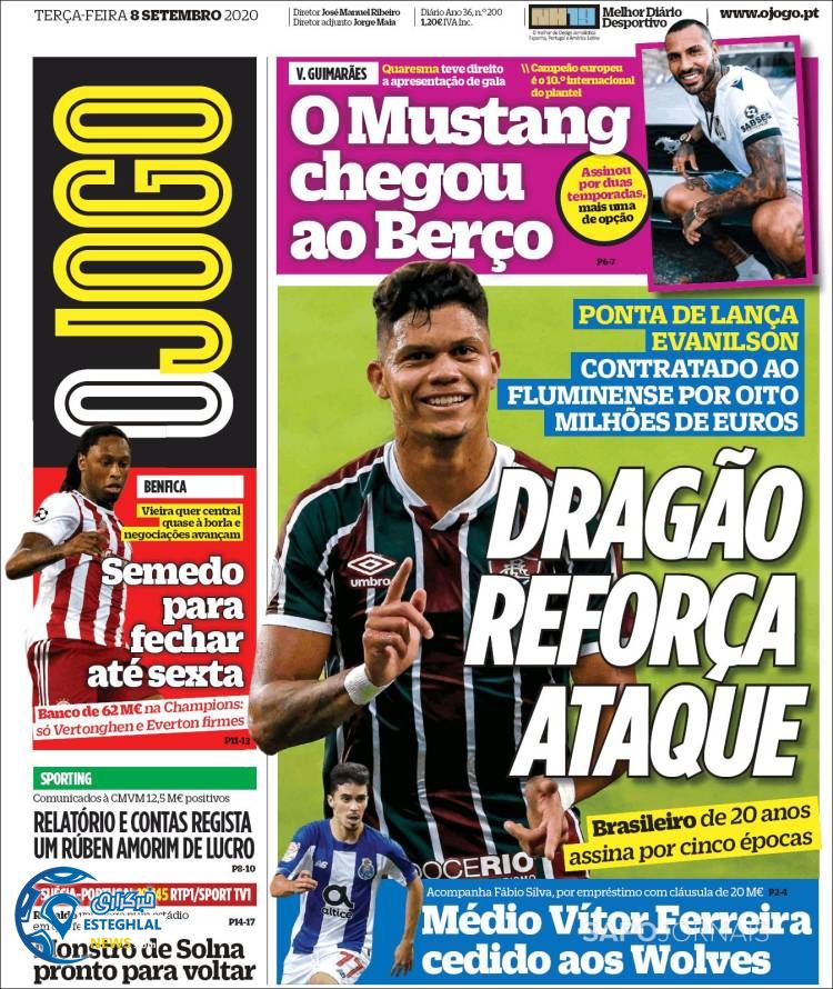 روزنامه ورزشی جوگو سه شنبه 18 شهریور 1399