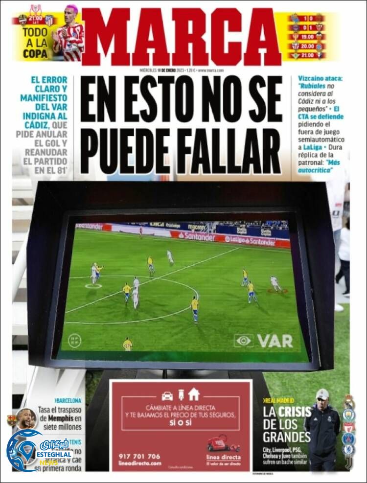 روزنامه ورزشی مارکا چهارشنبه 28 دی 1401 