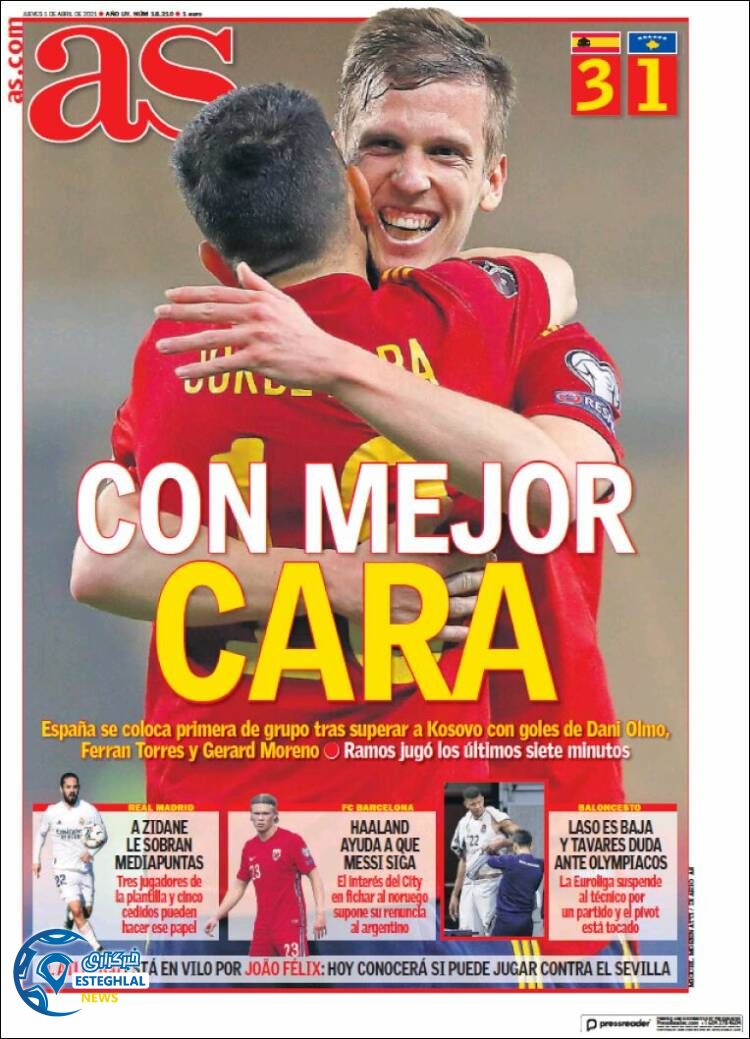 روزنامه ورزشی آ اس پنجشنبه 12 فروردین 1400