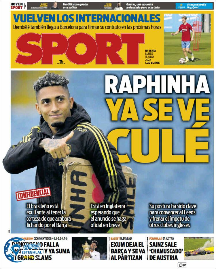 روزنامه ورزشی اسپورت دوشنبه 20 تیر 1401