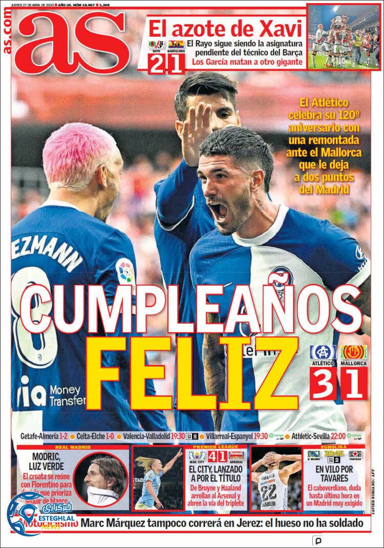 روزنامه ورزشی آ اس پنجشنبه 7 اردیبهشت 1402 