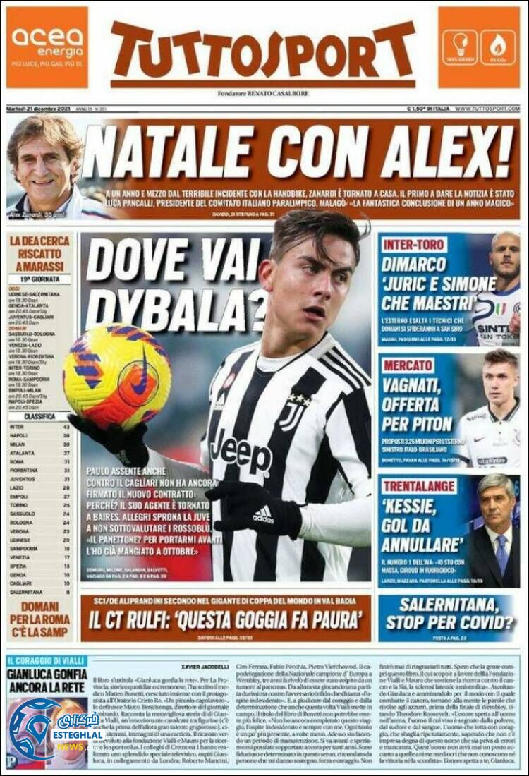 روزنامه ورزشی توتو اسپورت سه شنبه 30 آذر 1400