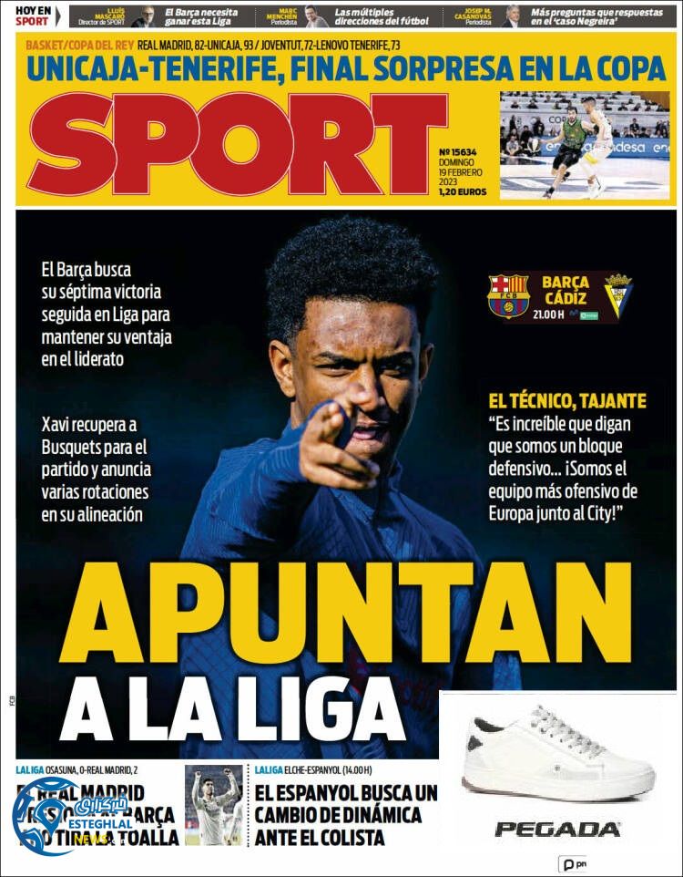 روزنامه ورزشی اسپورت یکشنبه 30 بهمن 1401 