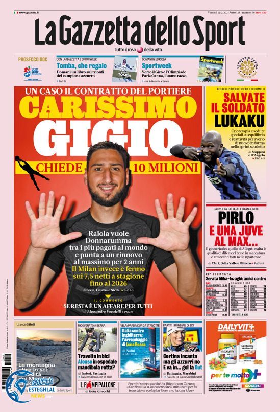 روزنامه ورزشی گاتزتا دلو اسپورت جمعه 24 بهمن 1399