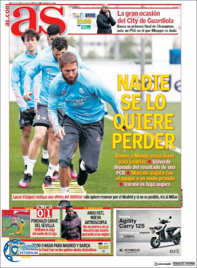 روزنامه ورزشی آ اس سه شنبه 14 اردیبهشت 1400