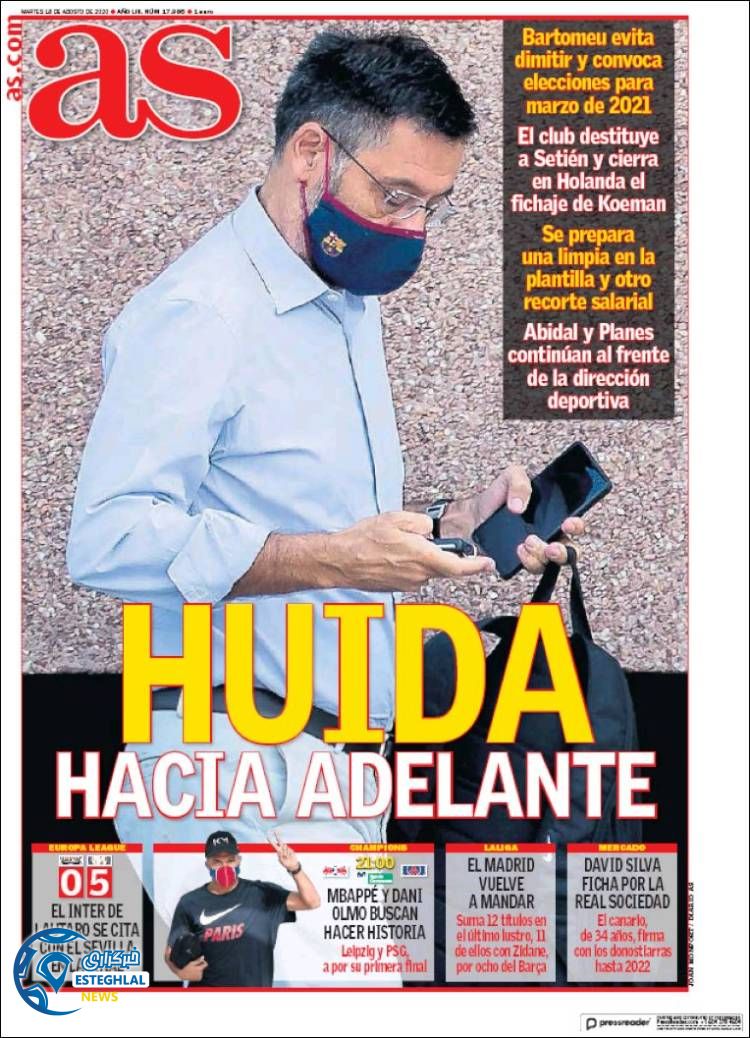 روزنامه ورزشی آاس سه شنبه 28 مرداد 1399