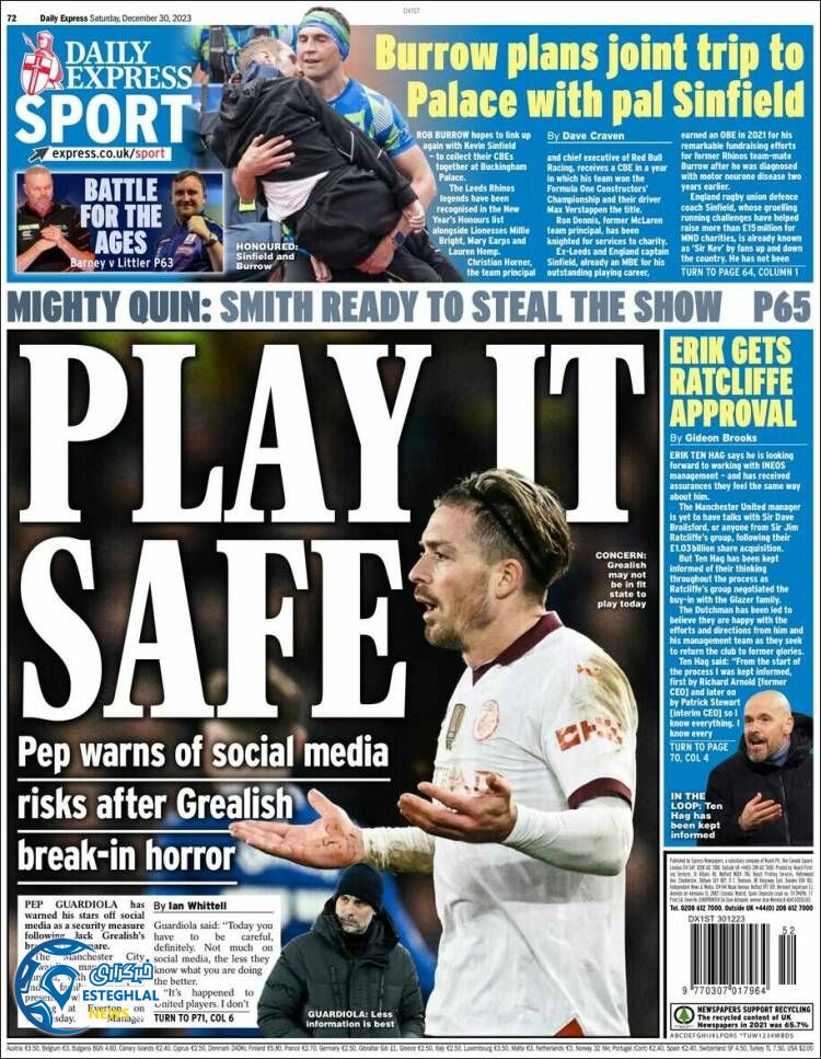 روزنامه  ورزشی اکسپرس اسپورت شنبه 9 دی 1402 