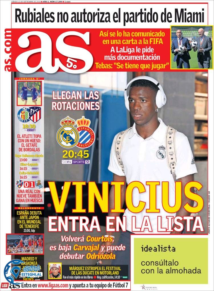 روزنامه ورزشی آ اس شنبه 31 شهریور 1397