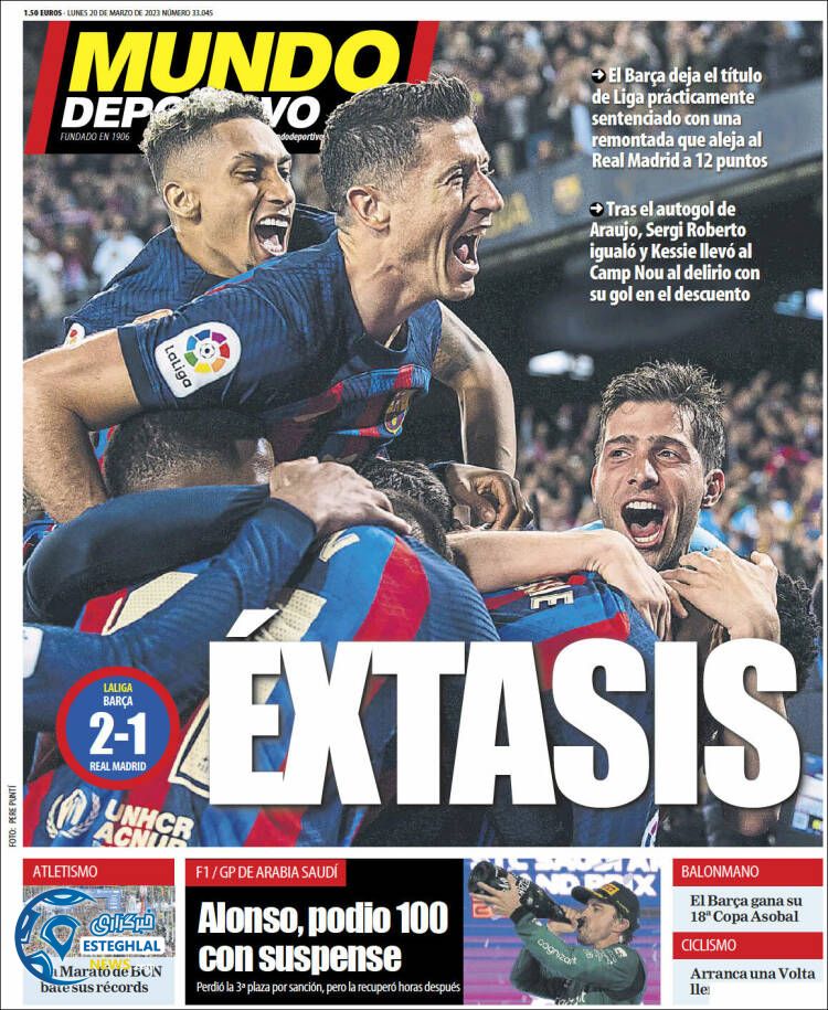 روزنامه ورزشی موندو دپورتیوو دوشنبه 29 اسفند 1401 