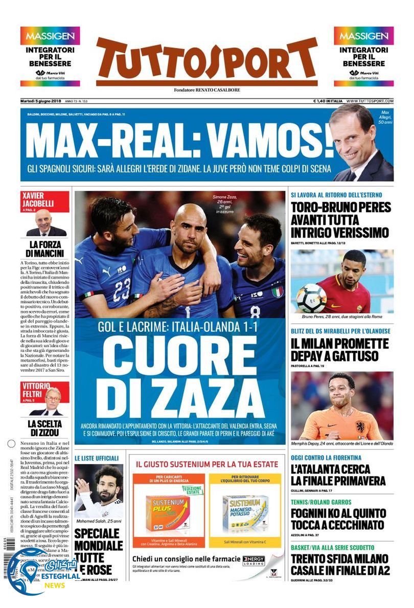 روزنامه ورزشی توتو اسپورت سه شنبه 15 خرداد 1397