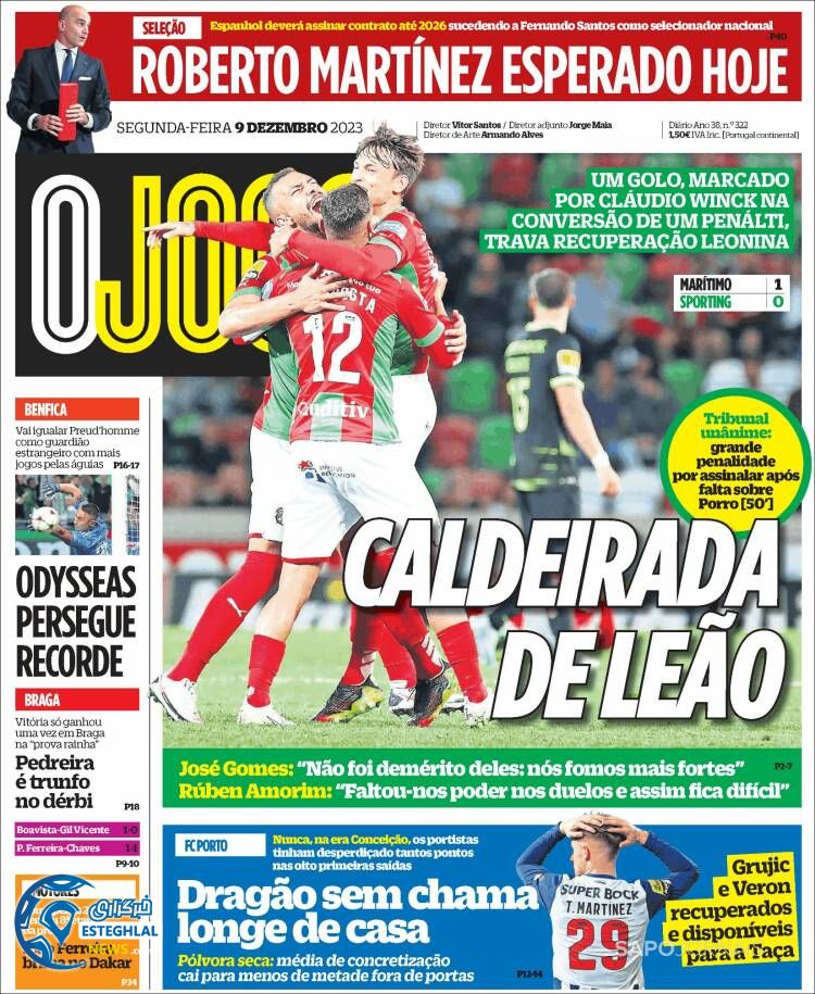 روزنامه ورزشی اوجوگو دوشنبه 19 دی 1401 