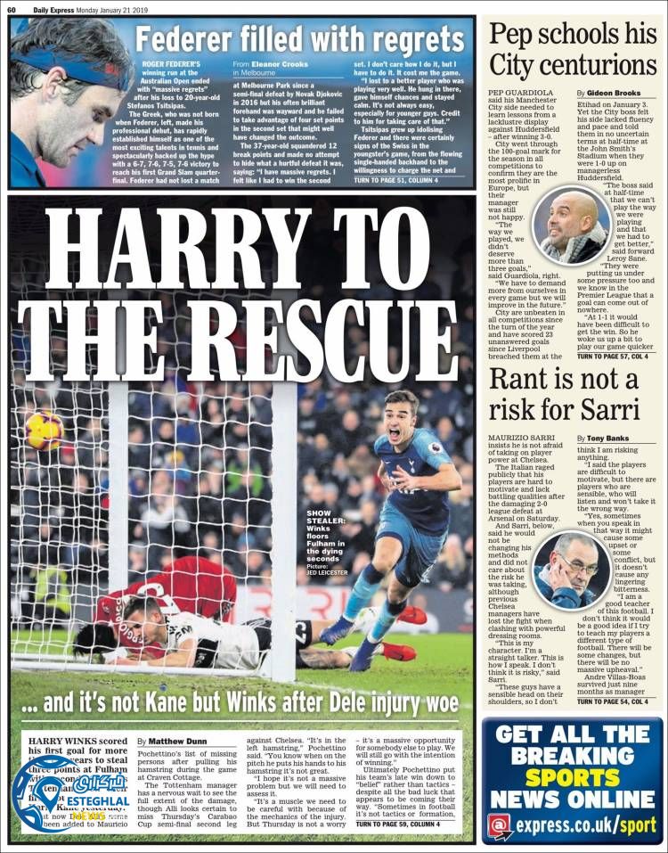 روزنامه ورزشی اکسپرس اسپورت دوشنبه 1 بهمن 1397 