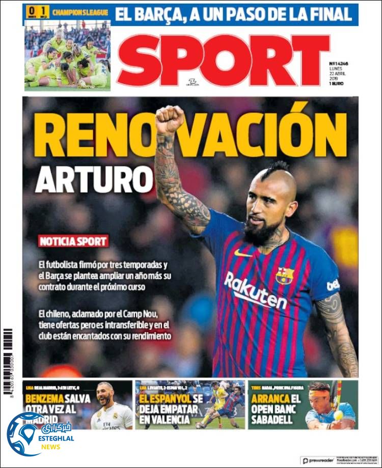 روزنامه ورزشی اسپورت دوشنبه 2 اردیبهشت 1398