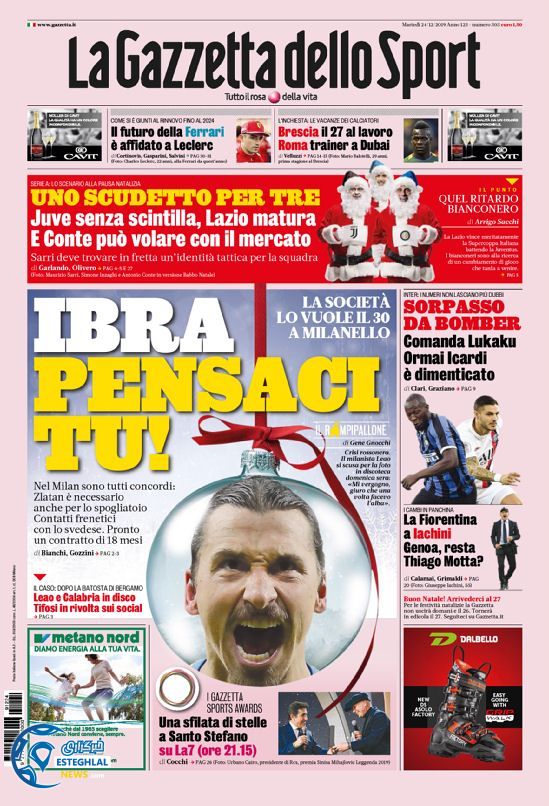 روزنامه ورزشی گاتزتا دلو اسپورت سه شنبه 3 دی 1398