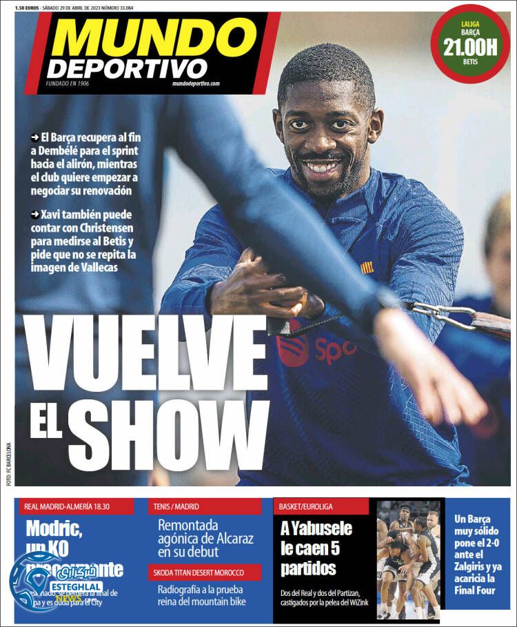 روزنامه ورزشی موندو دپورتیوو شنبه 9 اردیبهشت 1402 