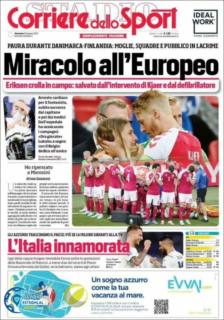 روزنامه ورزشی کوریره دلو اسپورت یکشنبه 23 خرداد 1400