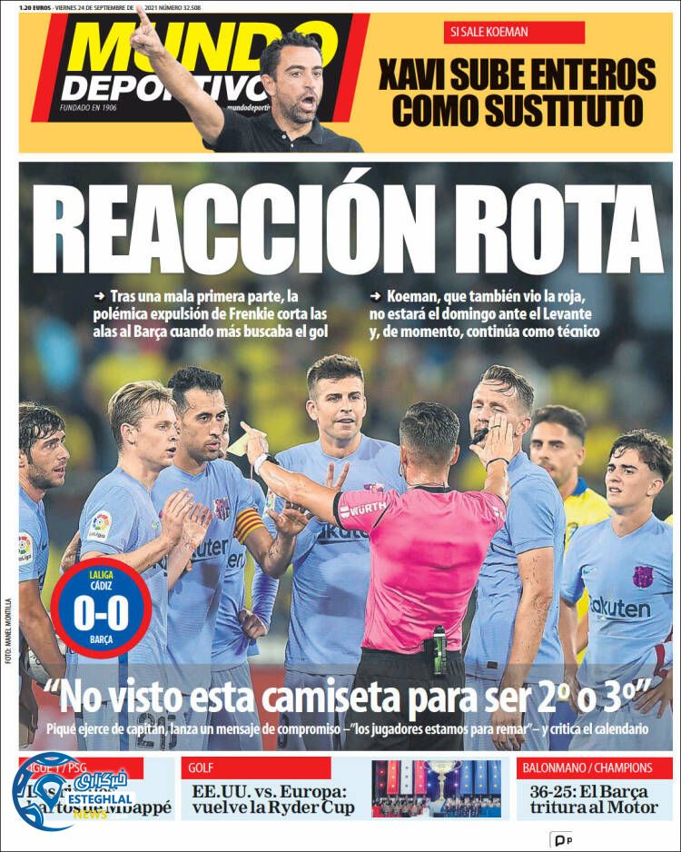 روزنامه ورزشی موندو دپورتیوو جمعه 2 مهر 1400