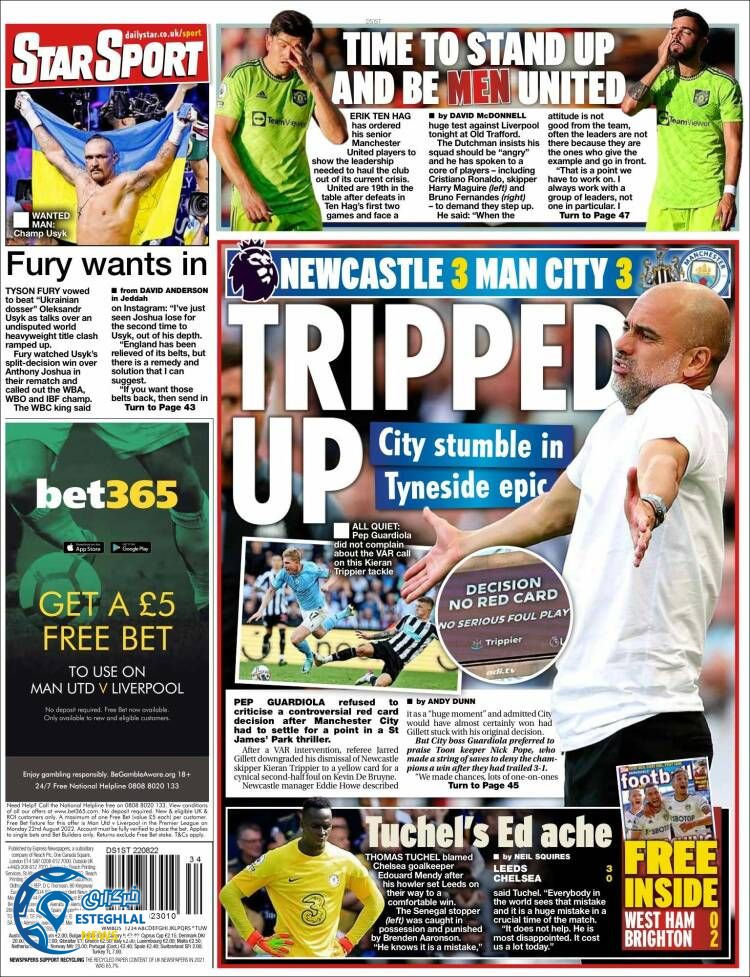 روزنامه ورزشی استار اسپورت دوشنبه 31 مرداد 1401 