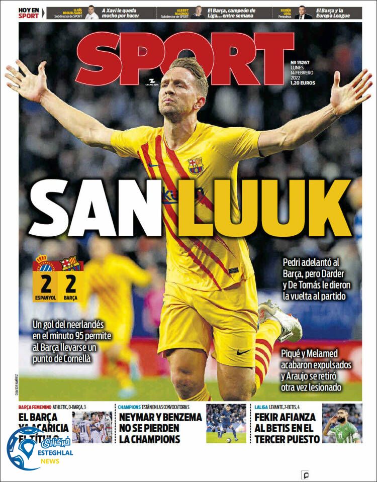 روزنامه ورزشی اسپورت دوشنبه 25 بهمن 1400