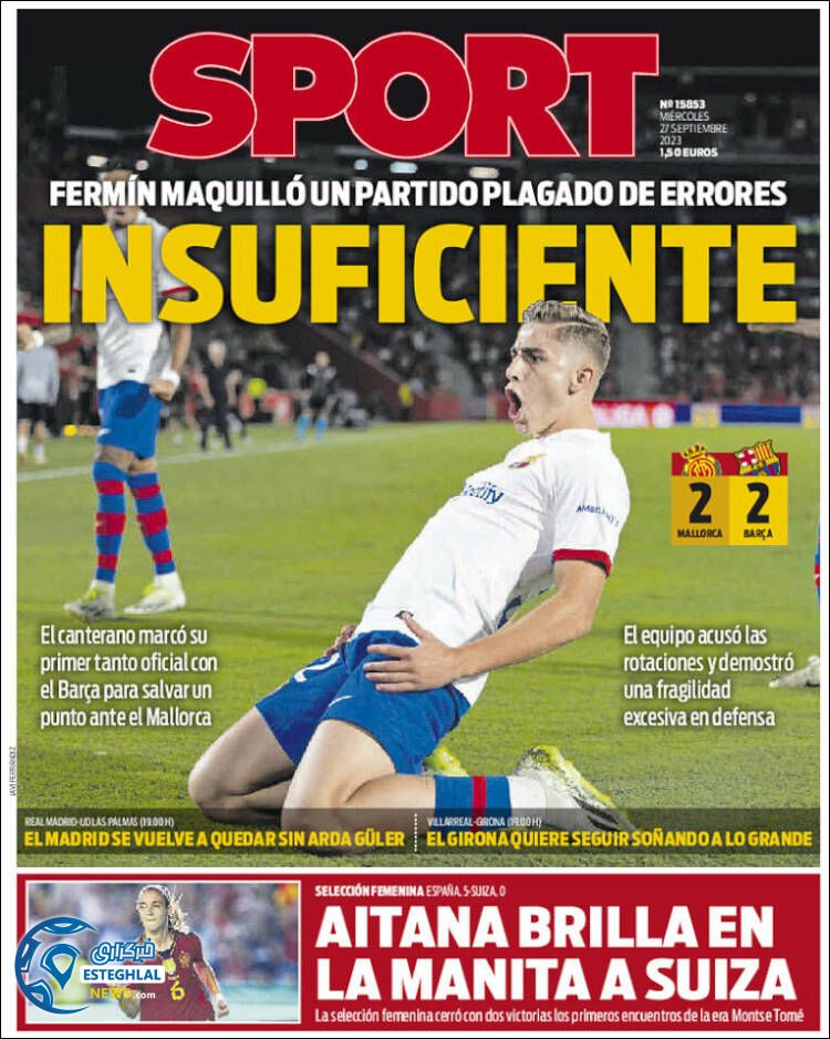 روزنامه  ورزشی  اسپورت چهارشنبه 5 مهر 1402  