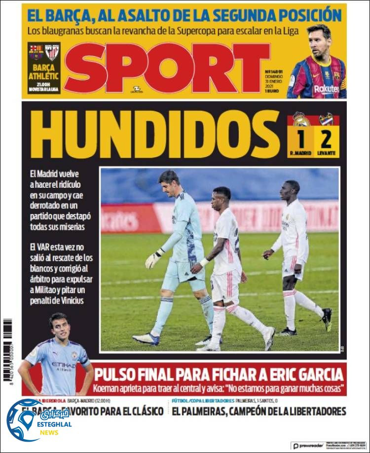 روزنامه ورزشی اسپورت یکشنبه 12 بهمن 1399