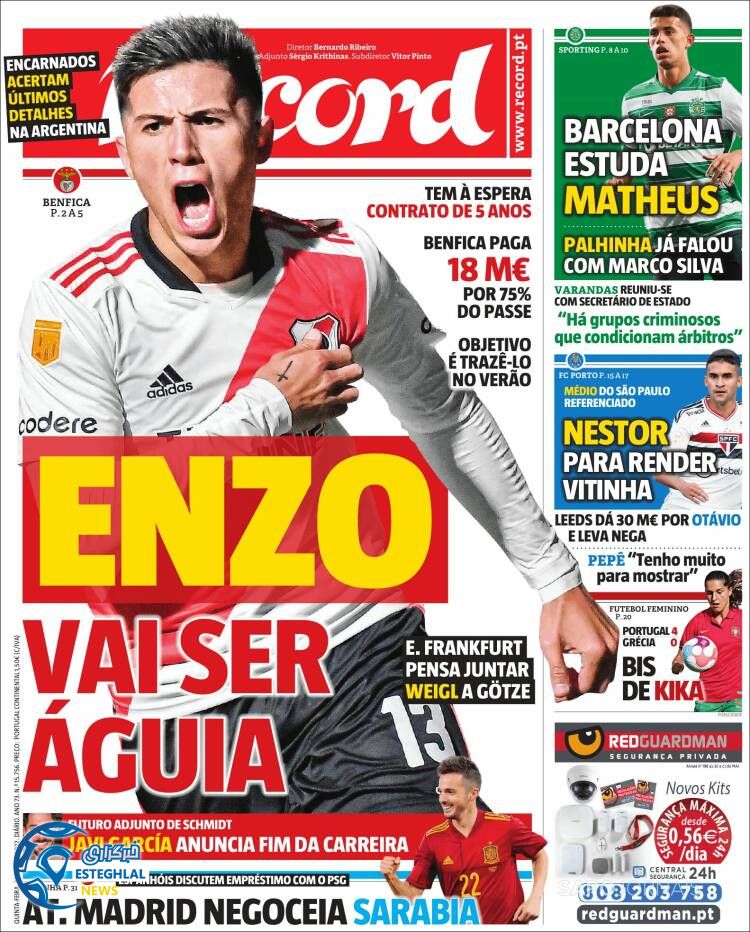 روزنامه ورزشی رکورد پنجشنبه 2 تیر 1401