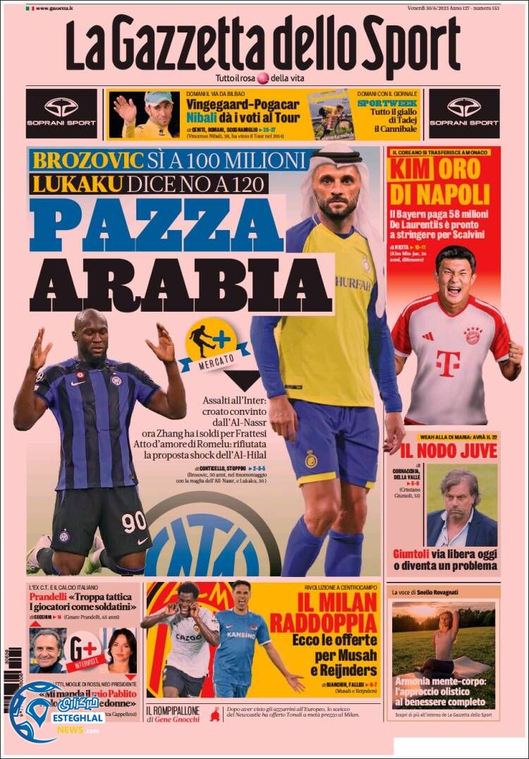 روزنامه ورزشی گاتزتا دلو اسپورت جمعه 9 تیر 1402 