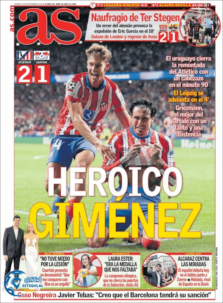 روزنامه  ورزشی آ اس جمعه 30 شهریور 1403 