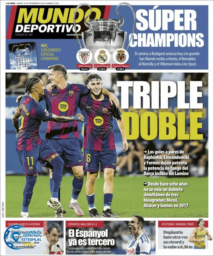 روزنامه ورزشی موندو دپورتیوو سه شنبه 25 شهریور 1404  