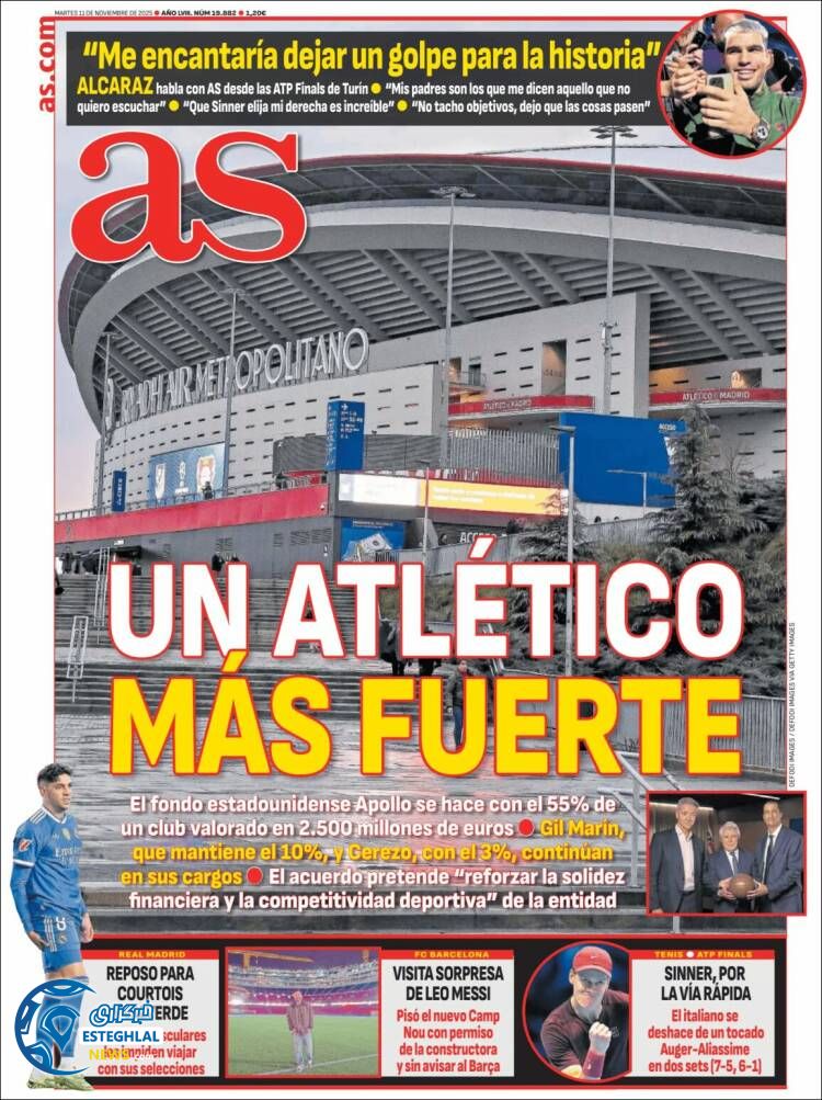 روزنامه  ورزشی آ اس سه شنبه 20 آبان 1404 