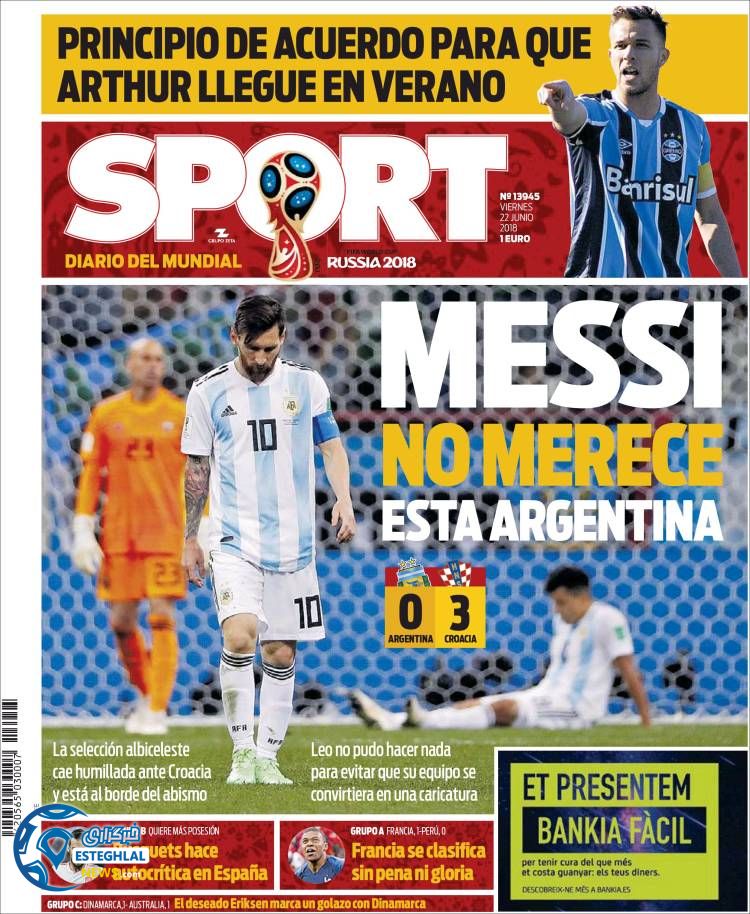 روزنامه ورزشی اسپورت جمعه 1 تیر 1397