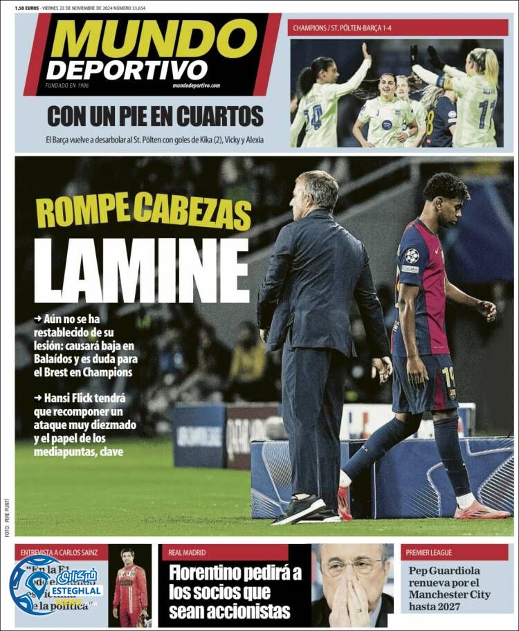 روزنامه ورزشی موندو دپورتیوو جمعه 2 آذر 1403 