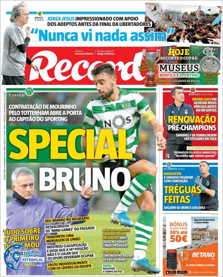 روزنامه ورزشی رکورد پنجشنبه 30 آبان 1398