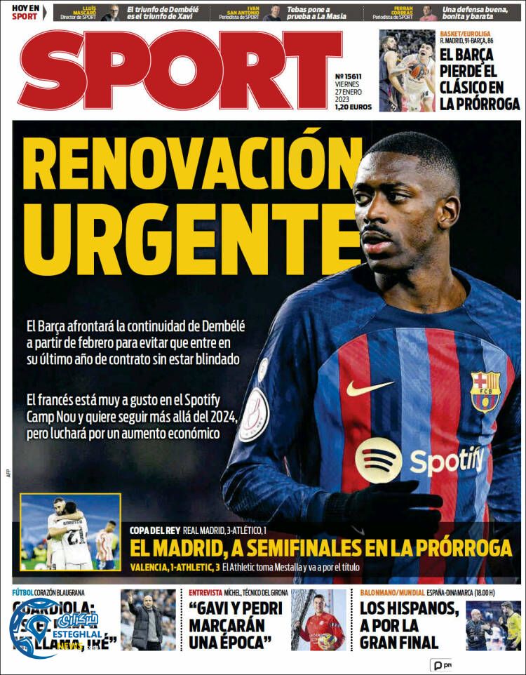 روزنامه ورزشی اسپورت جمعه 7 بهمن 1401 