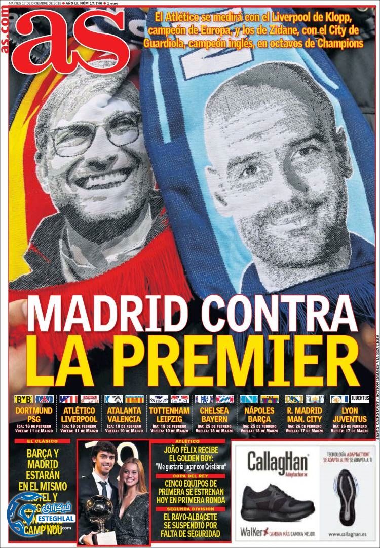 روزنامه ورزشی آاس سه شنبه 26 آذر 1398